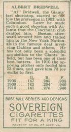 Al Bridwell  baseball card collectible - Main Image 2