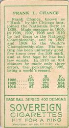 Frank Chance  baseball card collectible - Main Image 2