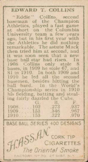 Eddie Collins  baseball card collectible - Main Image 2