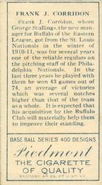 Frank J. Corridon  baseball card collectible - Main Image 2