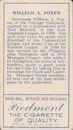 Bill Foxen  baseball card collectible - Main Image 2