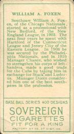 Bill Foxen  baseball card collectible - Main Image 2