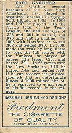 Earle Gardner  baseball card collectible - Main Image 2
