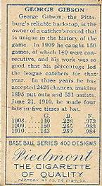 George Gibson  baseball card collectible - Main Image 2