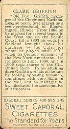 Clark Griffith  baseball card collectible - Main Image 2