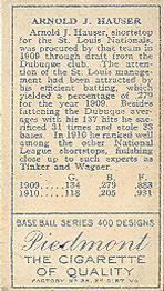 Arnold J. Hauser  baseball card collectible - Main Image 2