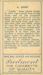 Addie Joss  baseball card collectible - Main Image 2