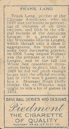 Frank Lange  baseball card collectible - Main Image 2