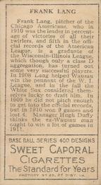 Frank Lange  baseball card collectible - Main Image 2