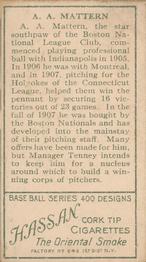 Al Mattern  baseball card collectible - Main Image 2