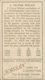 Clyde Milan  baseball card collectible - Main Image 2