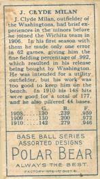 Clyde Milan  baseball card collectible - Main Image 2