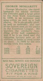 George Moriarty  baseball card collectible - Main Image 2