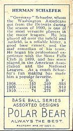 Germany Schaefer  baseball card collectible - Main Image 2