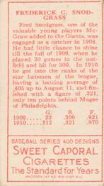 Fred Snodgrass  baseball card collectible - Main Image 2