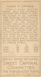 Jimmy Archer  baseball card collectible - Main Image 2