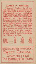 Jimmy Archer  baseball card collectible - Main Image 2