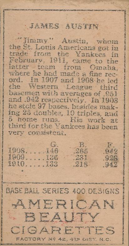 Jimmy Austin  baseball card collectible - Main Image 2