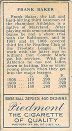 Home Run Baker  baseball card collectible - Main Image 2