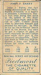 Jack Barry  baseball card collectible - Main Image 2