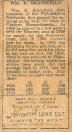 William E. Bransfield  baseball card collectible - Main Image 2