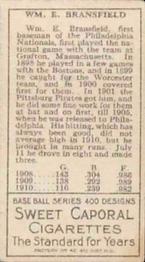 William E. Bransfield  baseball card collectible - Main Image 2