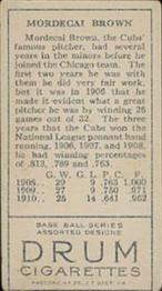 Mordecai Brown  baseball card collectible - Main Image 2