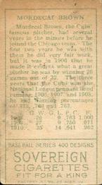 Mordecai Brown  baseball card collectible - Main Image 2
