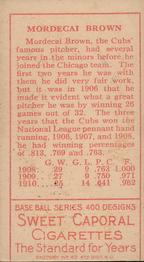 Mordecai Brown  baseball card collectible - Main Image 2