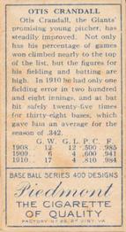 Otis Crandall  baseball card collectible - Main Image 2