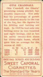 Otis Crandall  baseball card collectible - Main Image 2