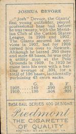 Josh Devore  baseball card collectible - Main Image 2