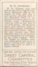 W.R. Dickson  baseball card collectible - Main Image 2