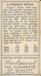 Larry Doyle  baseball card collectible - Main Image 2