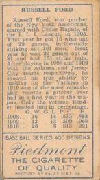 Russ Ford  baseball card collectible - Main Image 2