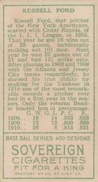 Russ Ford  baseball card collectible - Main Image 2