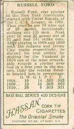 Russ Ford  baseball card collectible - Main Image 2