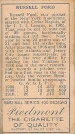 Russ Ford  baseball card collectible - Main Image 2