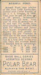 Russ Ford  baseball card collectible - Main Image 2