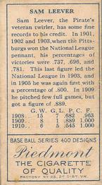 Sam Leever  baseball card collectible - Main Image 2