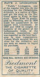 Paddy Livingston  baseball card collectible - Main Image 2