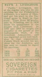 Paddy Livingston  baseball card collectible - Main Image 2