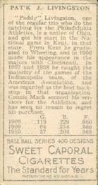 Paddy Livingston  baseball card collectible - Main Image 2