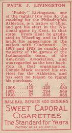 Paddy Livingston  baseball card collectible - Main Image 2