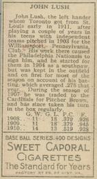 John C. Lush  baseball card collectible - Main Image 2