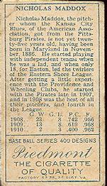 Nick Maddox  baseball card collectible - Main Image 2