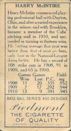 Harry McIntire  baseball card collectible - Main Image 2