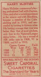 Harry McIntire  baseball card collectible - Main Image 2