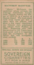 Matty McIntyre  baseball card collectible - Main Image 2