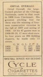 Orval Overall  baseball card collectible - Main Image 2